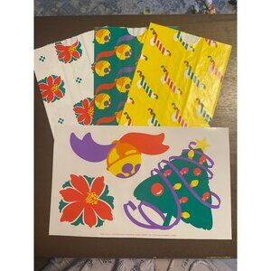 Vintage 1988 Set of 3 Current Gift Bags & Seals (Stickers) Christmas Poinsettia